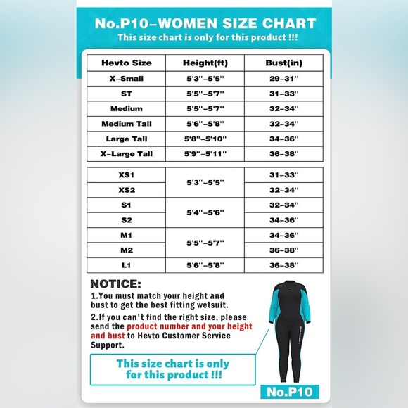 Hevto Men and Women 3/2mm Neoprene Wetsuit NWT - Picture 2 of 14